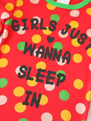 Vopawetty Girls Pyjamas Set, Cotton Christmas PJs for Winter Kids Christmas Dots - 4-5 Years