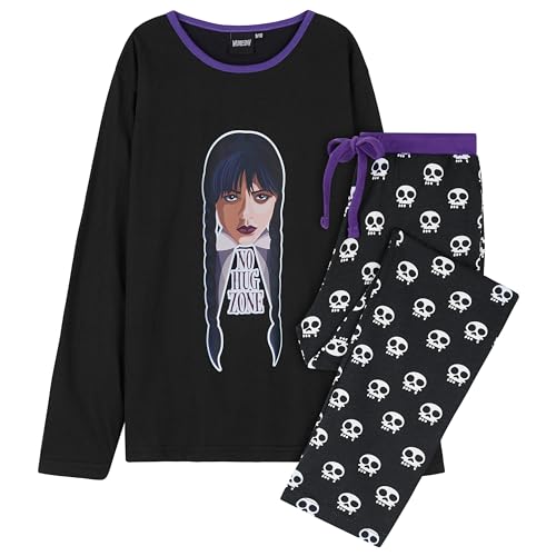 Wednesday Girls Pyjamas - Nightwear Long Sleeve & Bottoms PJs Lounge Set for Girls and Teenagers 7-16 Years Girls Gifts (Black/Wednesday, 11-12 Years)