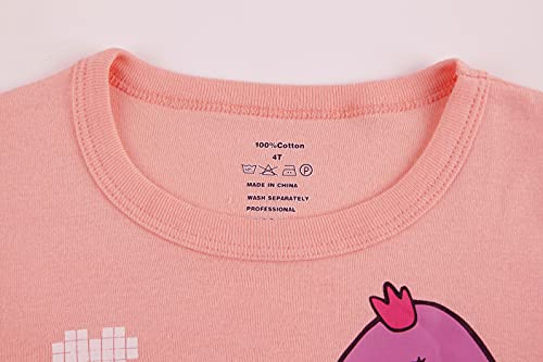 LXKA Clothing Dinasaur Girls 3-4 Years Kids Pyjamas Pjs Pink Little Toddler Winter Pajamas Children Clothes Sleepwear 100% Cotton Long Sleeve Shirts & Bottoms 2 Pieces Clothing Outfits Nightwear