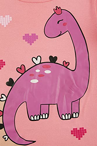 LXKA Clothing Dinasaur Girls 3-4 Years Kids Pyjamas Pjs Pink Little Toddler Winter Pajamas Children Clothes Sleepwear 100% Cotton Long Sleeve Shirts & Bottoms 2 Pieces Clothing Outfits Nightwear