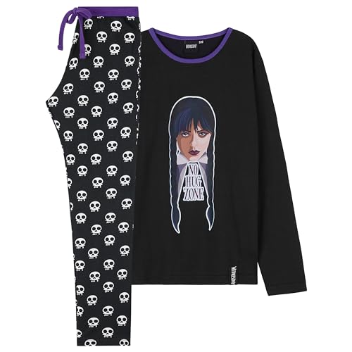 Wednesday Girls Pyjamas - Nightwear Long Sleeve & Bottoms PJs Lounge Set for Girls and Teenagers 7-16 Years Girls Gifts (Black/Wednesday, 11-12 Years)