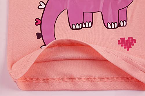 LXKA Clothing Dinasaur Girls 3-4 Years Kids Pyjamas Pjs Pink Little Toddler Winter Pajamas Children Clothes Sleepwear 100% Cotton Long Sleeve Shirts & Bottoms 2 Pieces Clothing Outfits Nightwear