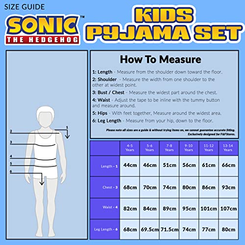 Sonic The Hedgehog Boys Pyjamas, Gaming Kids PJs Age 4-14, Clothes for Gamers (5-6 Years, Blue)