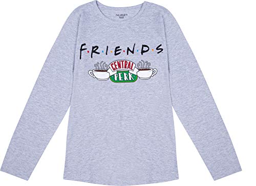 Official Girls Friends Pyjamas, Central Perk Pjs, Cotton Pyjamas for Teenage Girls, Ages 8 to 15 Years Old (14-15 Years) Grey