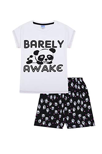 Girls Barely Awake Panda Short Pyjamas Black and White 9 to 16 Years (11-12 Years)