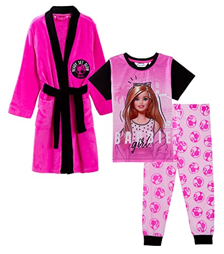 Barbie Girls Dressing Gown + Pyjamas 7-8 Years Pink