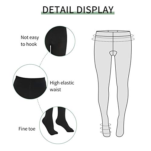 MANZI 2 Pairs 400 Denier Girls Thermal Tights Black Thick Warm Fleece Winter Opaque Leggings School Tights (X-Large)