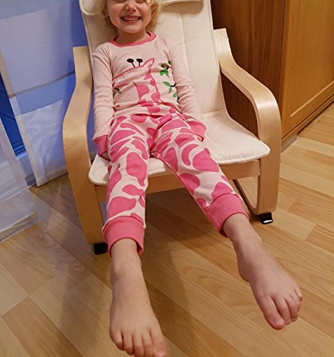 Tkiames girls’ pyjamas with giraffe design, cotton, kids, long sleeve pyjamas 98 104 110 116 122 128 134 140 146 - Grey - 3-4 Years