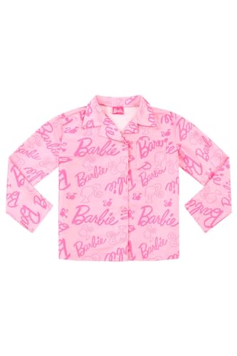Barbie Womens and Girls Long Satin Pyjama Set Summer Two Piece Pyjamas Silk Satin (6-7 Years) Pink