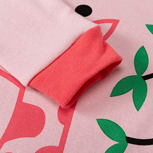 Tkiames girls’ pyjamas with giraffe design, cotton, kids, long sleeve pyjamas 98 104 110 116 122 128 134 140 146 - Grey - 3-4 Years