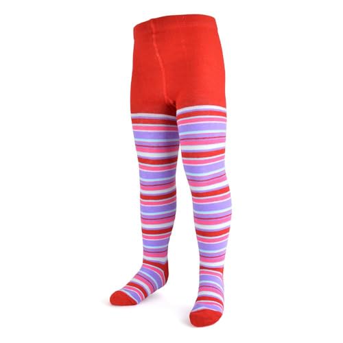 A2Z 4 Kids Girls Cotton Rich Tights Striped Comfortable Stretchy - Tights AZ938 Red 7-8
