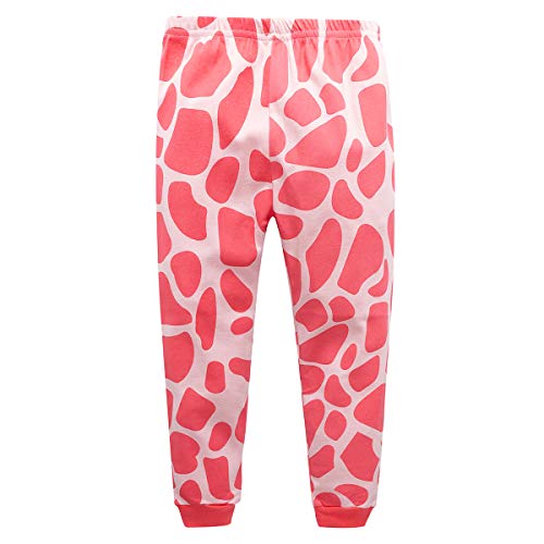 Tkiames girls’ pyjamas with giraffe design, cotton, kids, long sleeve pyjamas 98 104 110 116 122 128 134 140 146 - Grey - 3-4 Years