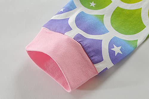 Toddler Girls Pyjamas 100% Cotton Mermaid Sleepwear Long Sleeve Pjs Winter Children Pajamas Fall Warm T Shirt and Pants Kids 2 Pieces Outfit Age 4-5 Years