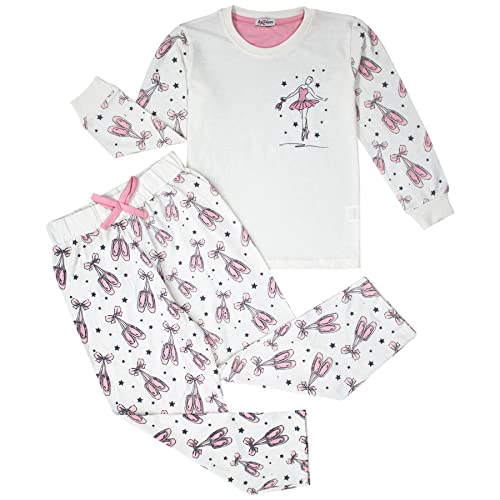 A2Z 4 Kids Girls Ballerina Print Children PJs 2 Piece Cotton Set Lounge Suit- PJS 168 Dance Baby Pink._7-8
