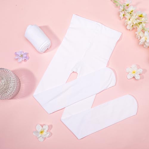 Zuimei 2 Pairs Ballet Tights Girls White ballet tights Footed Dance Tights Convertible Ballet Legging Stocking For Kids Dance Practice 5-10 Old(M)