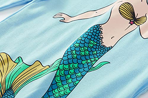 Girls Pyjamas Set Toddler Clothes Sleepwear Colorful Mermaid Nightwear Winter Long Sleeve PJs 2 Piece Xmas Gift for Kids(Mermaid-6454-10t)