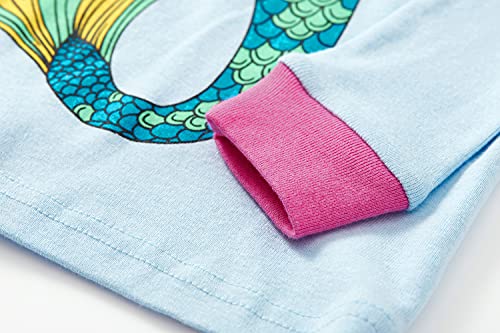 Girls Pyjamas Set Toddler Clothes Sleepwear Colorful Mermaid Nightwear Winter Long Sleeve PJs 2 Piece Xmas Gift for Kids(Mermaid-6454-10t)