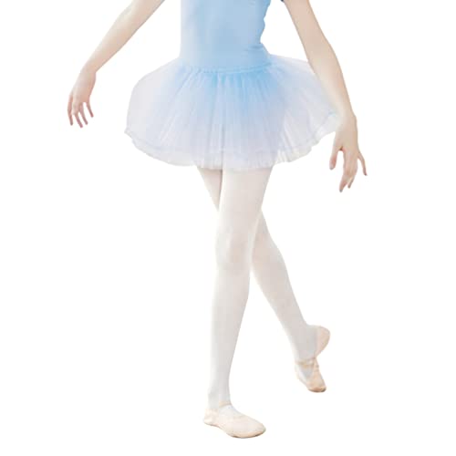 Snegyu 2 pack Girls Plain Tights Ballet Dance Tights Child Microfiber School Tights Pantyhose Thin White 90D Toddler Leggings Opaque Tights for Kids Girls 4-7 Years