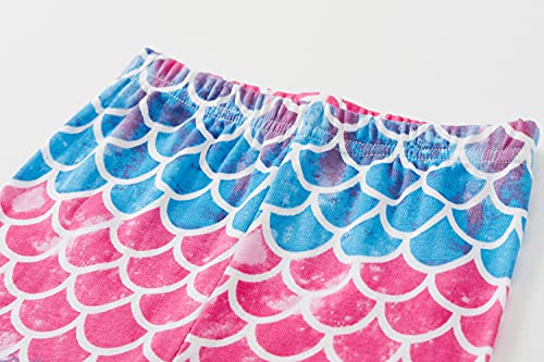 Girls Pyjamas Set Toddler Clothes Sleepwear Colorful Mermaid Nightwear Winter Long Sleeve PJs 2 Piece Xmas Gift for Kids(Mermaid-6454-10t)