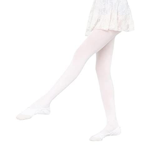 Snegyu 2 pack Girls Plain Tights Ballet Dance Tights Child Microfiber School Tights Pantyhose Thin White 90D Toddler Leggings Opaque Tights for Kids Girls 4-7 Years