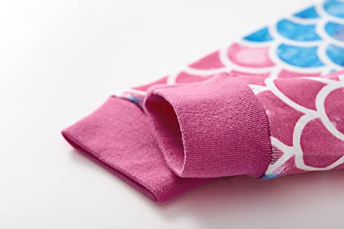 Girls Pyjamas Set Toddler Clothes Sleepwear Colorful Mermaid Nightwear Winter Long Sleeve PJs 2 Piece Xmas Gift for Kids(Mermaid-6454-10t)