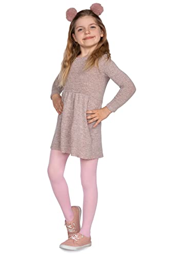 looksy Girls Solid Tights 40 DEN Opaque Soft Microfiber Children Footed Pantyhose Casual Dance School Ballet, Rosa 7-8 Years
