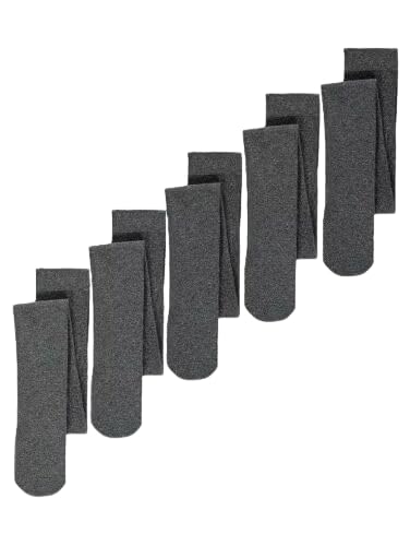 UniMark Pack of 5 Plain Grey Stretch Tights for Girls | Rich Cotton and Comfortable New Girl Tights | School Uniform Girls Tights (6-7 Years)