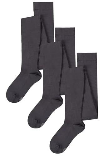 SockShop Girls Plain Bamboo Tights - Black, Navy, Grey Suitable for School Uniform or Casual Smooth Toe Seams, Soft, Cooling, Breathable 3 Pair Pack Ages 5-14 Grey 7-8 Years