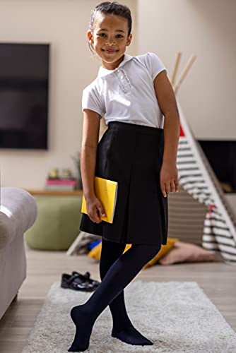 SockShop Girls Plain Bamboo Tights - Black, Navy, Grey Suitable for School Uniform or Casual Smooth Toe Seams, Soft, Cooling, Breathable 3 Pair Pack Ages 5-14 Grey 7-8 Years