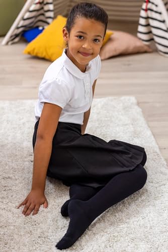 SockShop Girls Plain Bamboo Tights - Black, Navy, Grey Suitable for School Uniform or Casual Smooth Toe Seams, Soft, Cooling, Breathable 3 Pair Pack Ages 5-14 Grey 7-8 Years