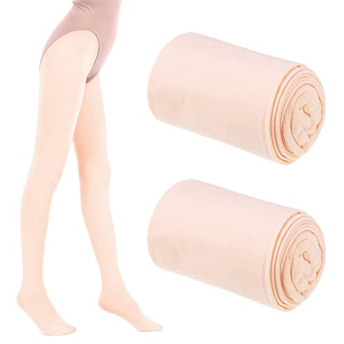2 Pairs Ballet Dance Tights Girls Kids Pink Footed Dance Training Tights Convertible Ballet Legging Stocking For Kids Student Practice 5-10 Old (M)