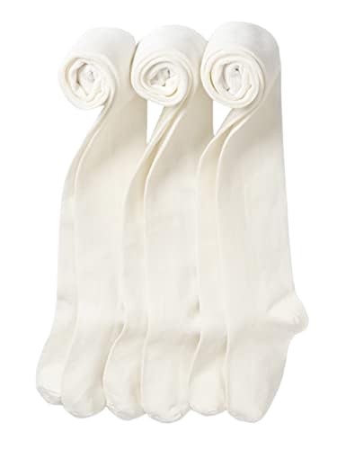 artie Girls Baby Tights, School Cotton Tights, Multipack Opaque Tight for Kids, Girl (Ivory, 7-8 Years)