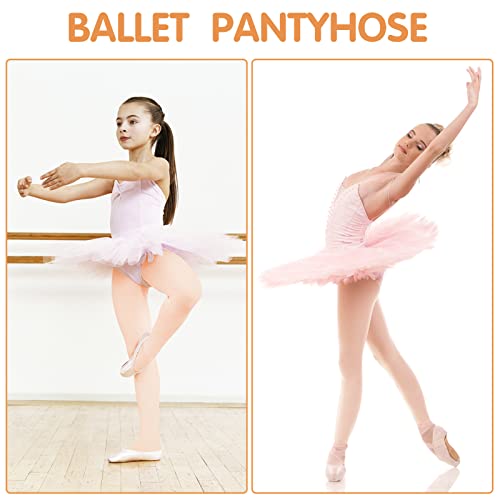 2 Pairs Ballet Dance Tights Girls Kids Pink Footed Dance Training Tights Convertible Ballet Legging Stocking For Kids Student Practice 5-10 Old (M)