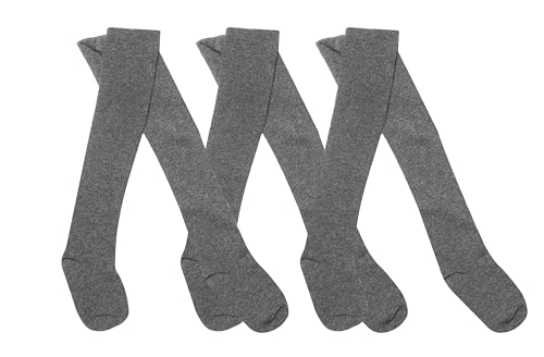 Bonjour - Girls (3 Pack) Multibuy Cotton Rich Plain Tights For School Every Day Wear Breathable Thick Warm Smart Casual Tights