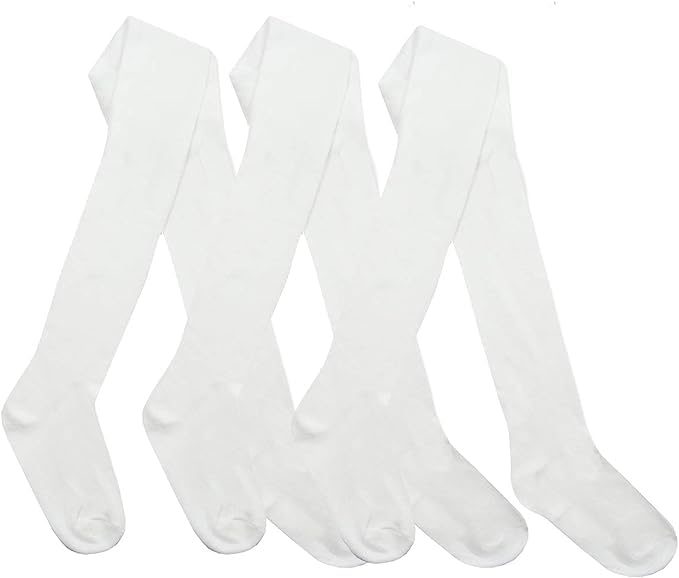 reshmena® Girls Cotton Tights Kids Uniform School Tights Plain School Warm Thick Tights Children Winter School Warm Cotton Rich Tight Plain Super Soft Tights Everyday use (pack 1) White, 5-6 yrs