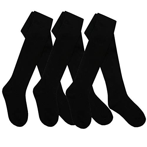 Style It Up 3 Pair Packs Tights Girls Back to Schools Pairs Warm Cotton Rich Plain Soft Children MULTIPACK, 7-8 Years, 3 Black Plain Pair Tights