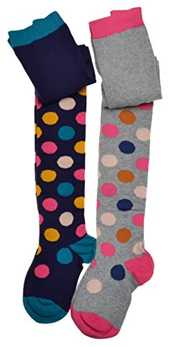 WB SOCKS 2 pairs of Spotty Girls Tights - Cotton - Variety of sizes