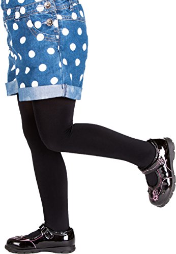 Sentelegri Girls Tights Plain Opaque 40 Denier, Age 2-12Years-18 Colours (Age 5-6, Black)