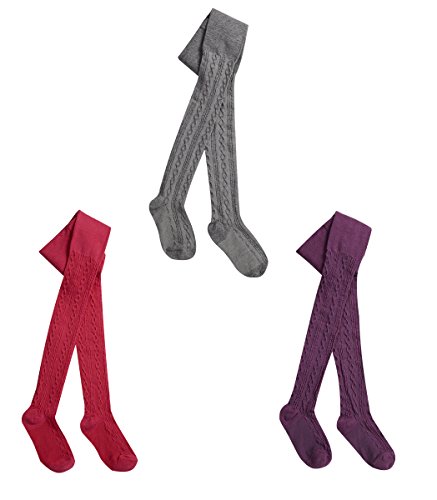 ILCK Girls Cotton Rich Cable Knit Tights 3 Pack Multi 3-4 Years