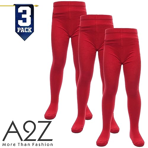 A2Z 4 Kids Cotton Rich Uniform School Tights Comfortable Schoolwear - UF Tights Red 3 Pack 5-6
