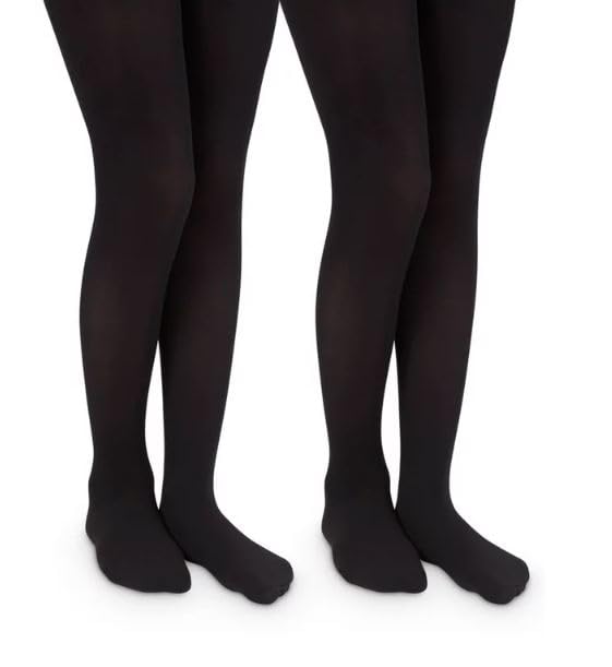 ITRAT® 2 Pairs Kids Girls School Cotton Tights Children Plain Uniform School Tights, Thick Warm Winter Cotton Rich Plain School Tights Girls Plain Super Soft Tight Everyday use (Black 15-16 Years)