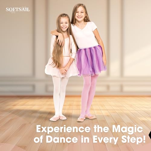 OVISSA Ballet Tights Girls School Tights For Kids Girls Strong Footed Soft Girls Ballet Tights School Uniform Dancing Sport 50 DEN With Microfibre 7-8 Years, White