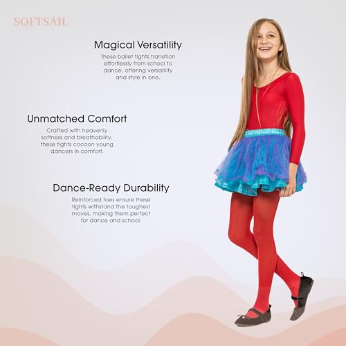 OVISSA Ballet Tights Girls School Tights For Kids Girls Strong Footed Soft Girls Ballet Tights School Uniform Dancing Sport 50 DEN With Microfibre 7-8 Years, White