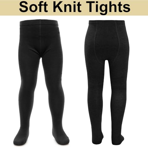 Fashion by Purdashian Back To School Black Tights Or Grey Tights | Pack Of 3 Girls School Tights | Soft Cotton Warm Stretchy Tights For Girls | School Uniform Opaque Tights | Black Age 9-10 Years