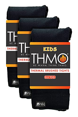 THMO 3 Pair Multipack Girls Thermal Tights for Winter Black Warm Tights Ideal for School (11-12 Years, Black)