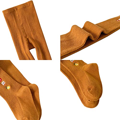 Snegyu 2 Pack Cute Warm Kids Girls' Knit Cotton Tights Baby Girl Leggings Floral Embroidery Patterned Toddler Pantyhose