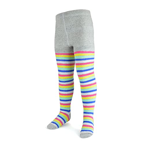Thingimijigs 2 Pairs Girls Sparkly Striped Supersoft Cotton Rich Knitted Tights - 7-8 Years