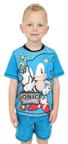 Sonic The Hedgehog Ring Boys Girls Short Kids Pyjama Set (5-6 Years) Blue