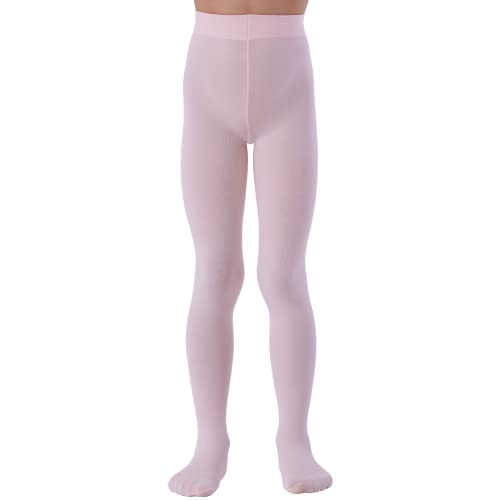 MANZI Ballet Tights for Girls Footed Dance Tights 3 Pairs Ultra-Soft Age 4-12 Pink L