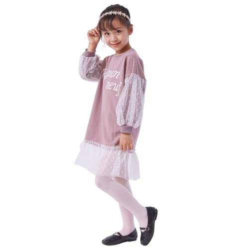 MANZI Ballet Tights for Girls Footed Dance Tights 3 Pairs Ultra-Soft Age 4-12 Pink L